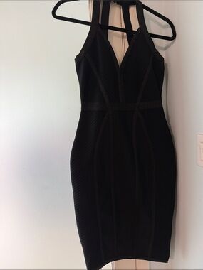 Halter top Black Bodycon Dress - Sleek Evening Style - Medium